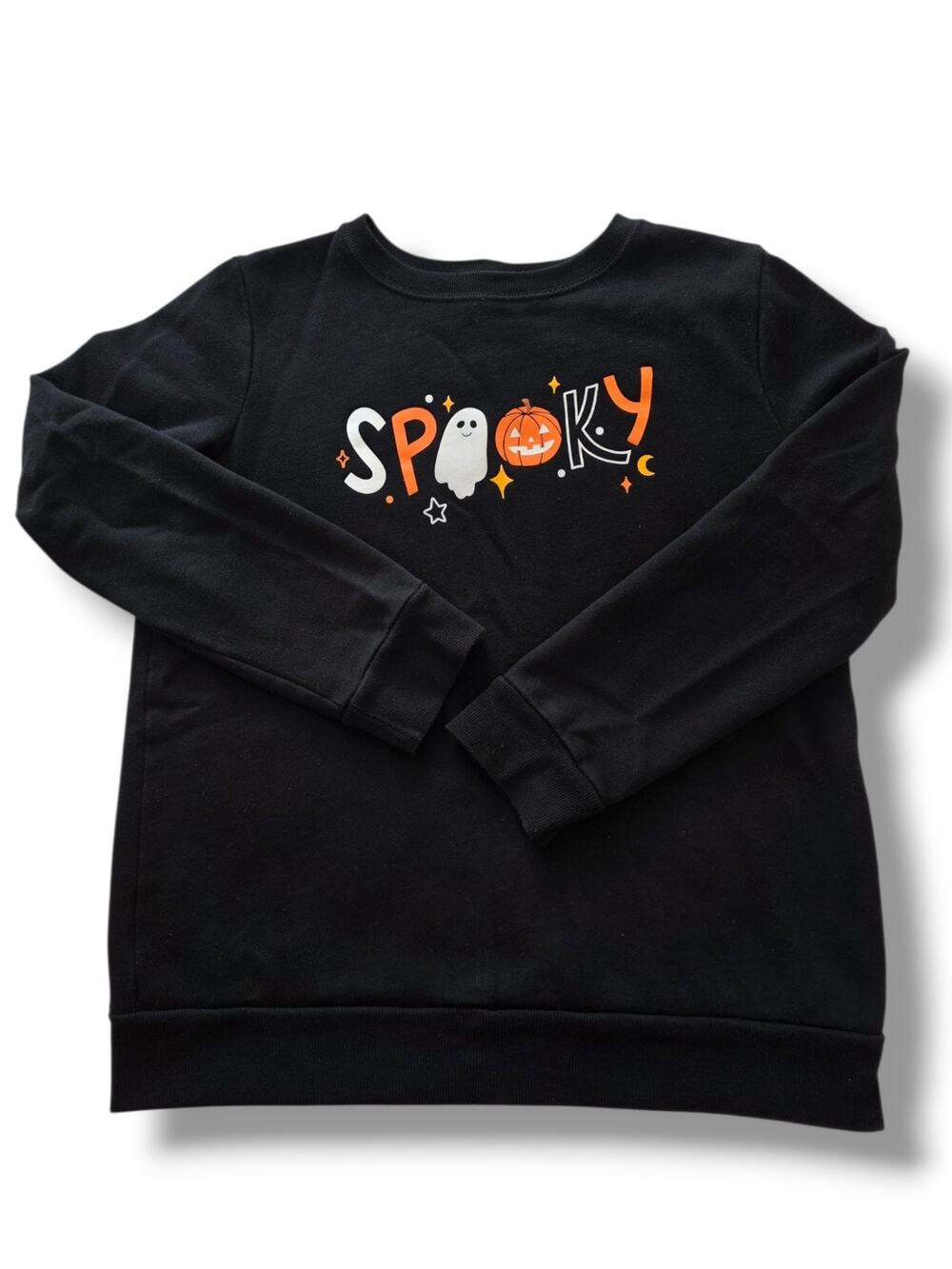Cat & Jack Girls XL (14/16) Black Halloween Spooky Graphic Sweatshirt Pullover